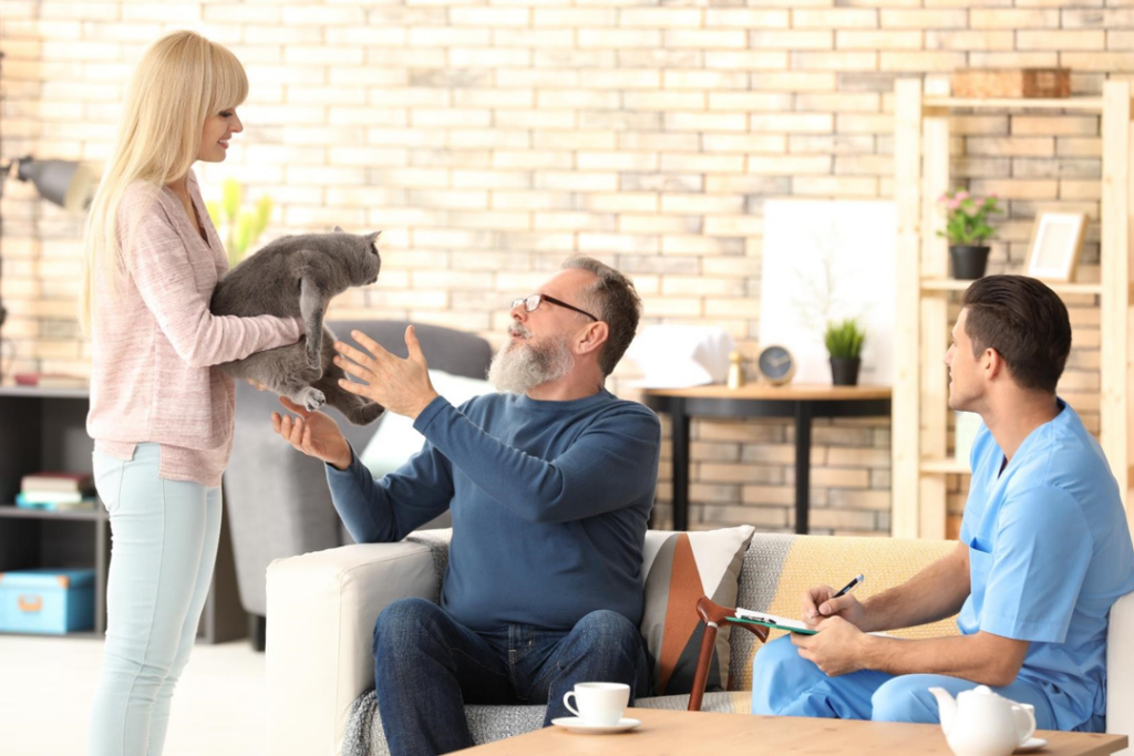 Conducting a Care Assessment with elderly man