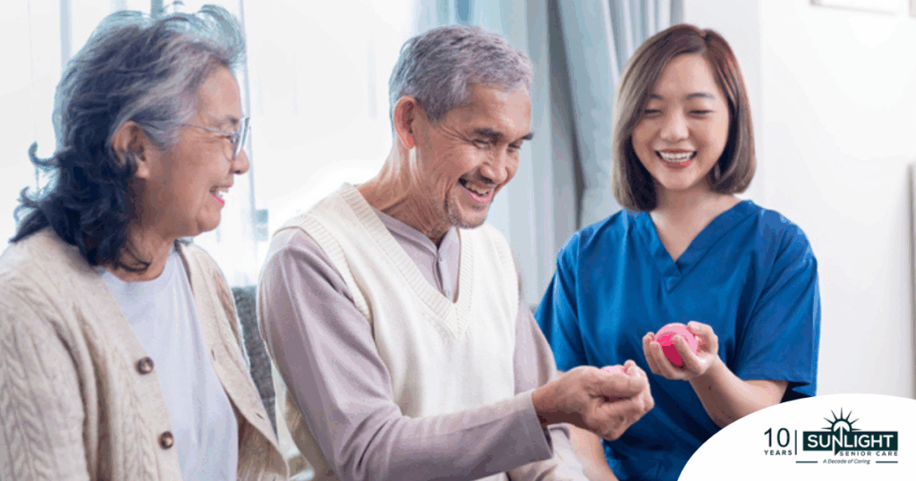 A caregiver provides home care services to manage arthritis.