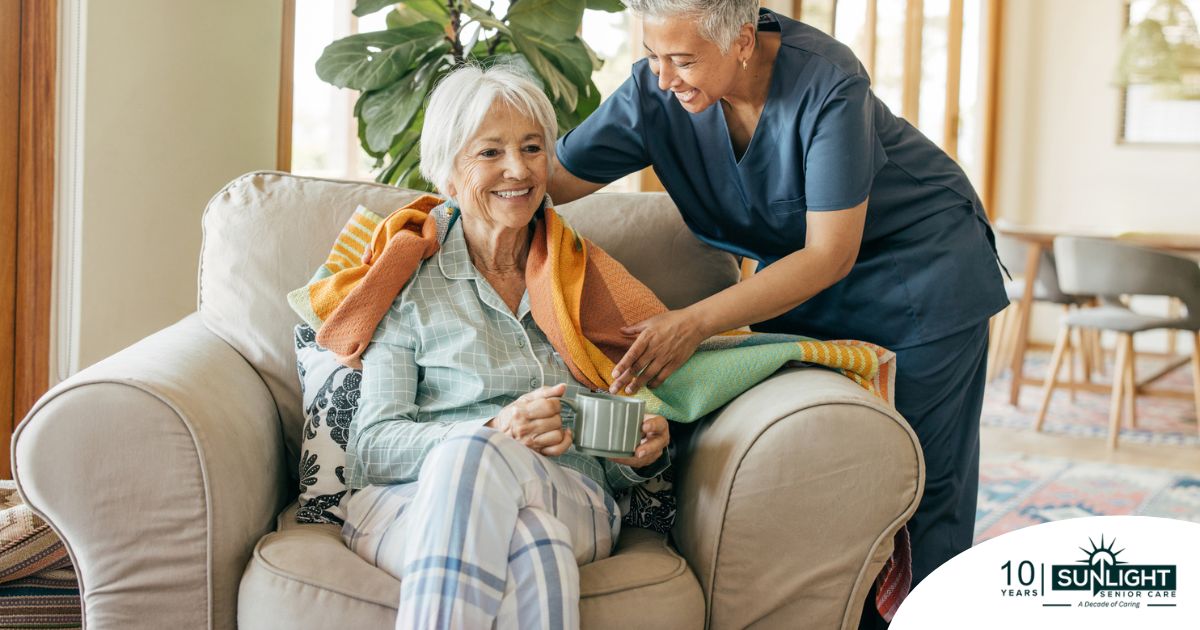 An aide provides home health care support for chronic conditions